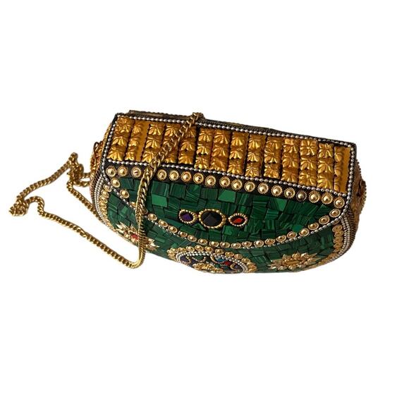 Vintage Ornate Green Mosaic Crossbody Bag - Picture 3 of 8